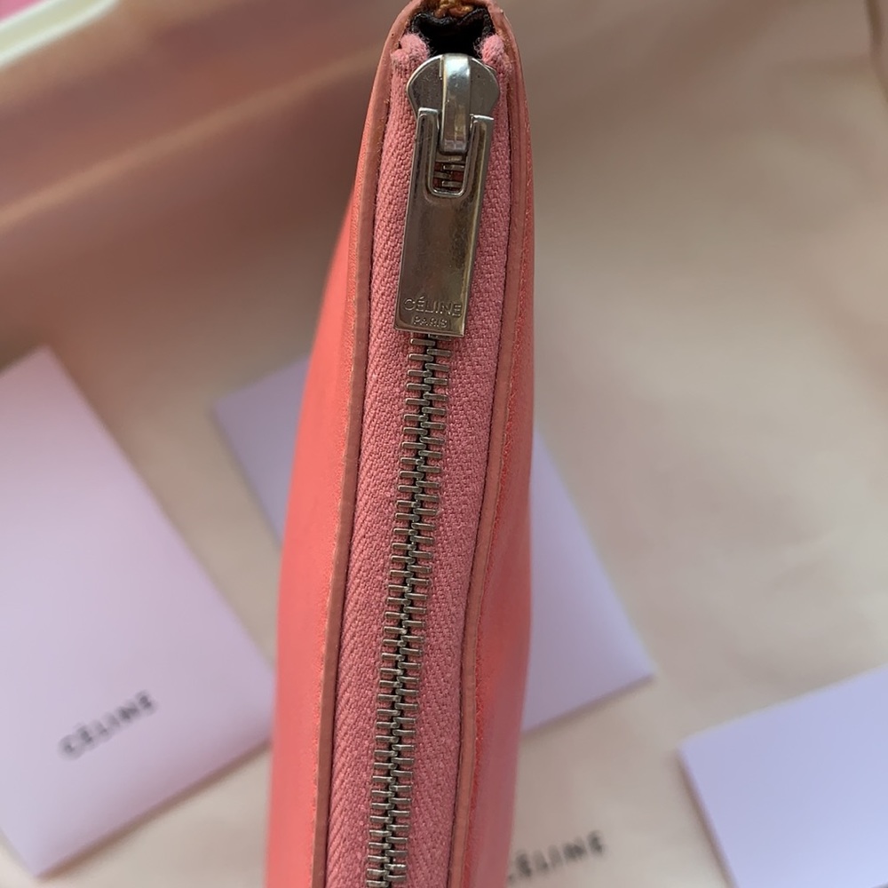 Celine Clutch Pouch rose leather&clear pvc tote - Picture 5 of 16